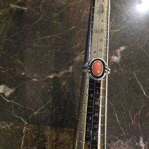 Silver Ring with Coral Stone